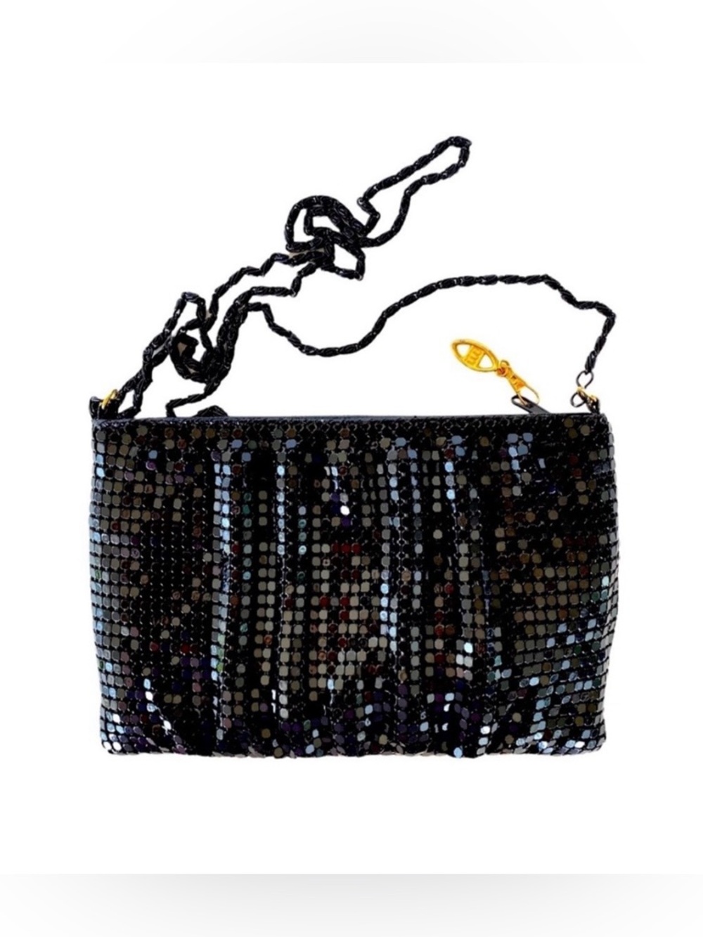 Vintage Y&S Black Metal Mesh Evening Bag | Convertible Clutch - Picture 3 of 4